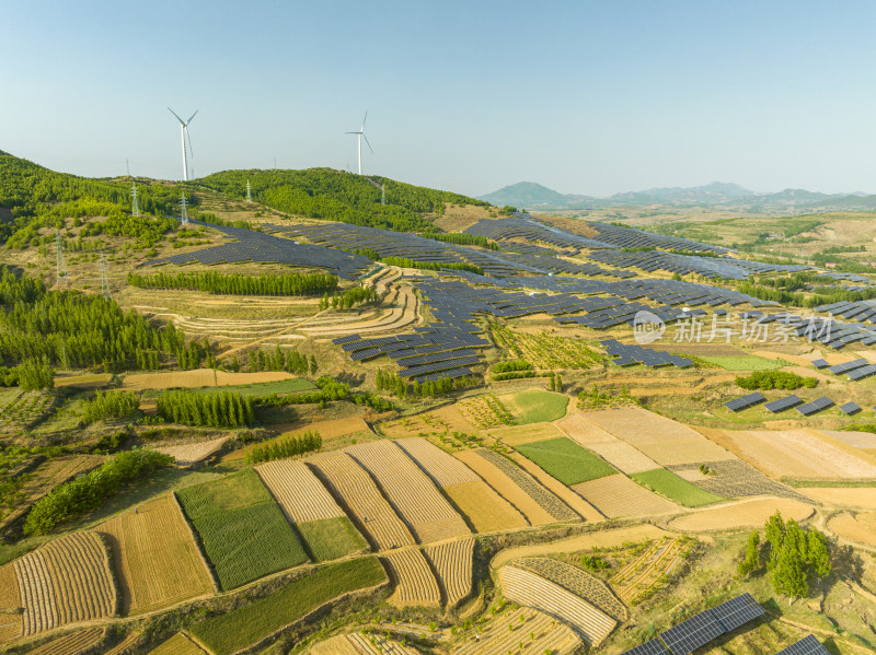 航拍山东省日照市五莲县美丽乡村鲁东南丘陵