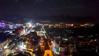 桂林东西巷夜景航拍图