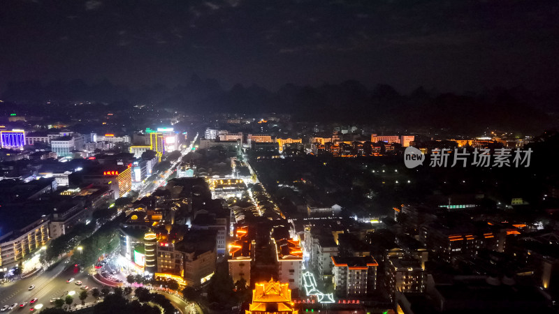 桂林东西巷夜景航拍图