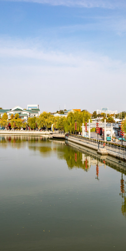 济宁老运河古运河城市河流景观城市建筑倒影