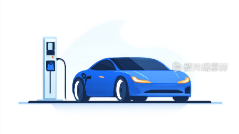 新能源汽车充电桩插画