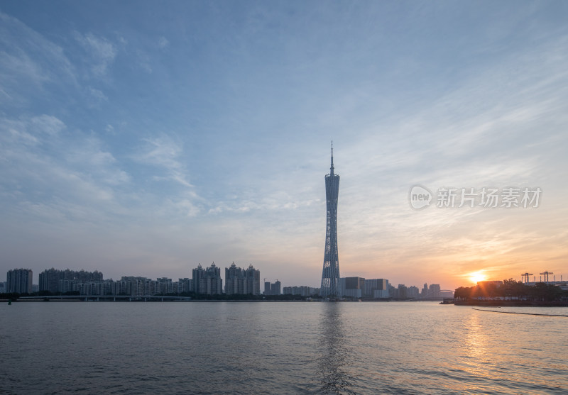 广州珠江新城沿岸地标建筑风光