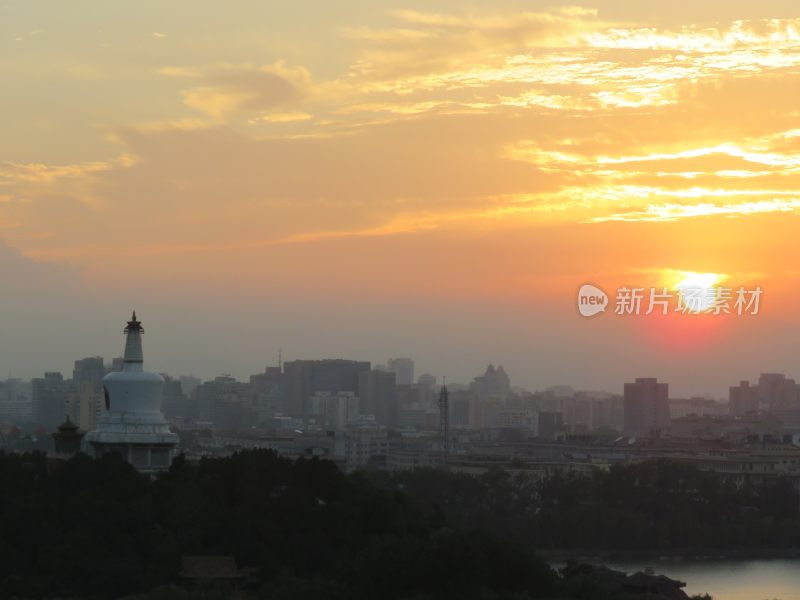 北京景山公园日落风景