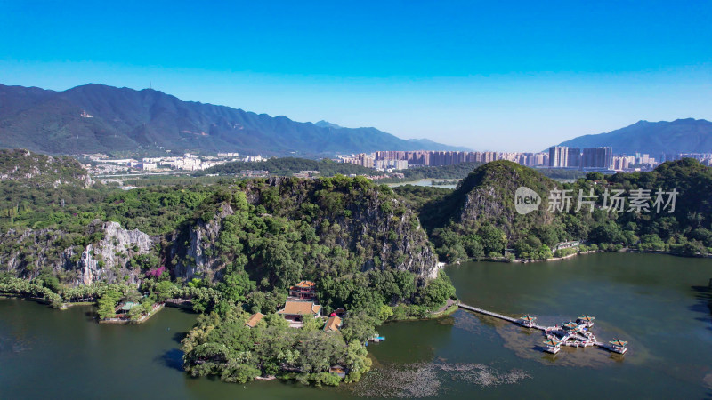 广东肇庆星湖景区七星山5A景区航拍