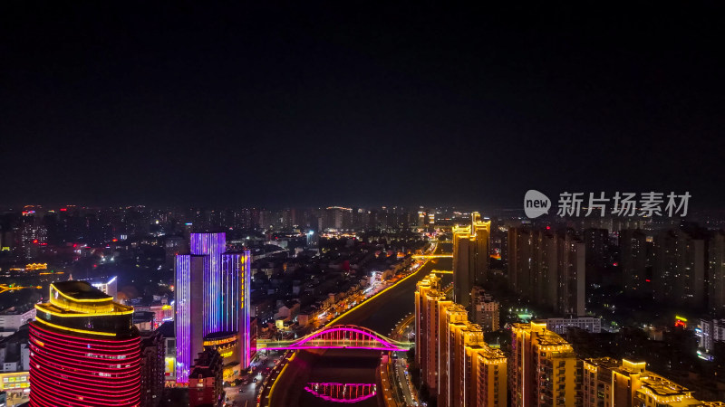 安徽芜湖城市夜景灯光航拍