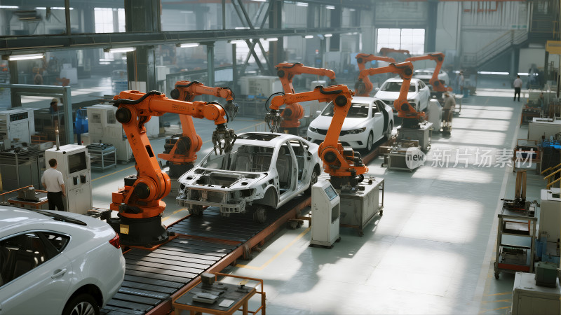汽车工厂自动化机器人生产线智能制造背景