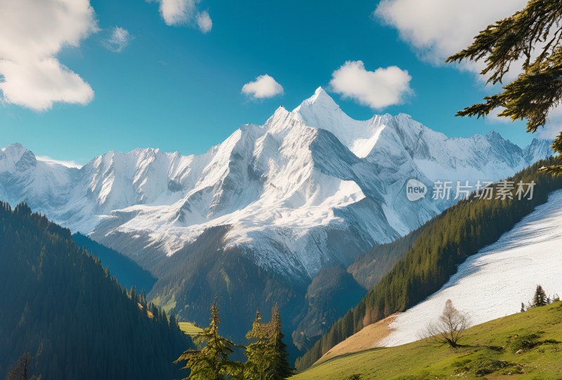 雪山草原森林风景