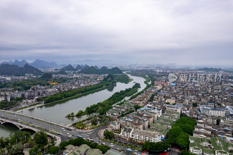 广西桂林城市风光航拍图