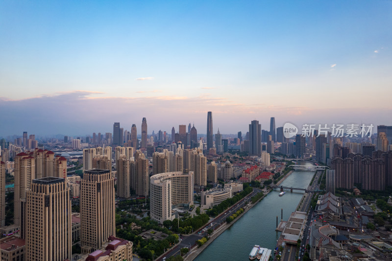 天津海河风景古文化街码头城市风光航拍