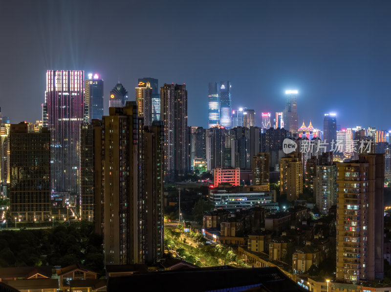 江西南昌新图书馆建筑蓝调夜景高空航拍