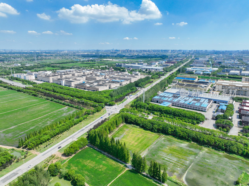 航拍昆山城市乡村建筑风光大景