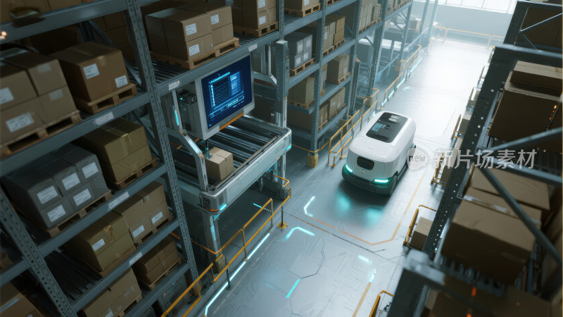 智慧物流仓库机器人高效作业科技背景图