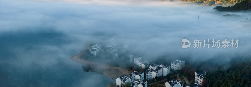 徽州黄山黟县皖南徽派建筑秋色奇墅湖仙境