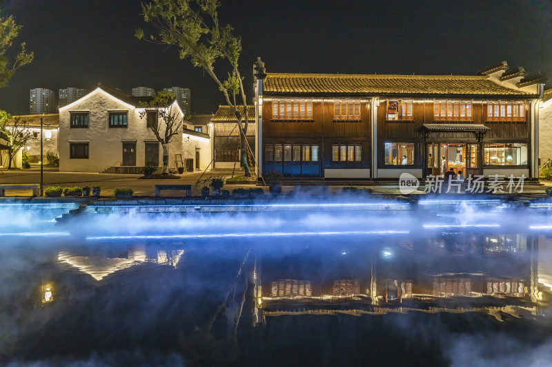 绍兴柯桥古镇景区夜景