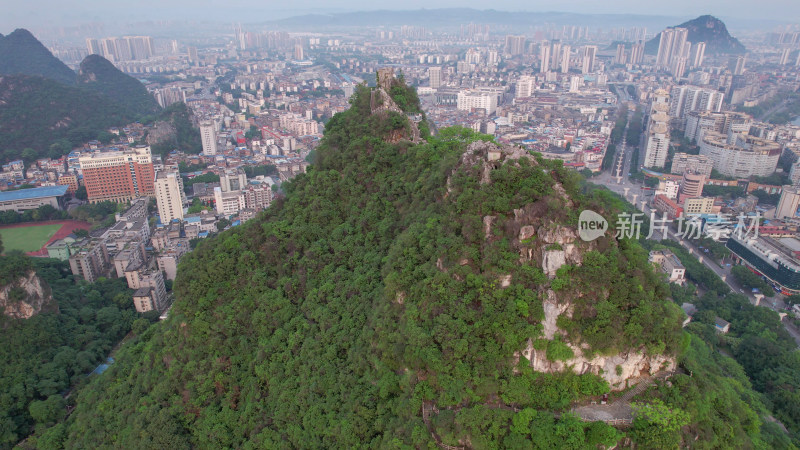 航拍广西柳州马鞍山公园