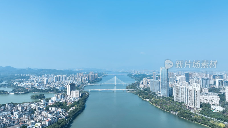 惠州城市东江建筑风光航拍惠州经济建设发展