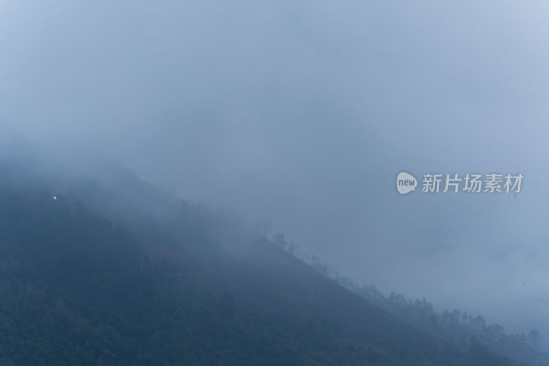 中国意境国风水墨山水云雾日出森林茶园