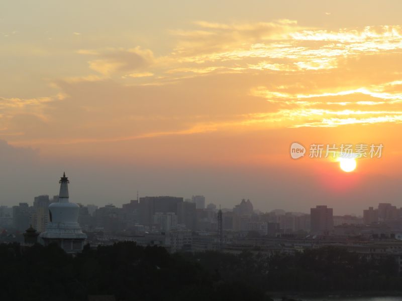 北京景山公园日落风景