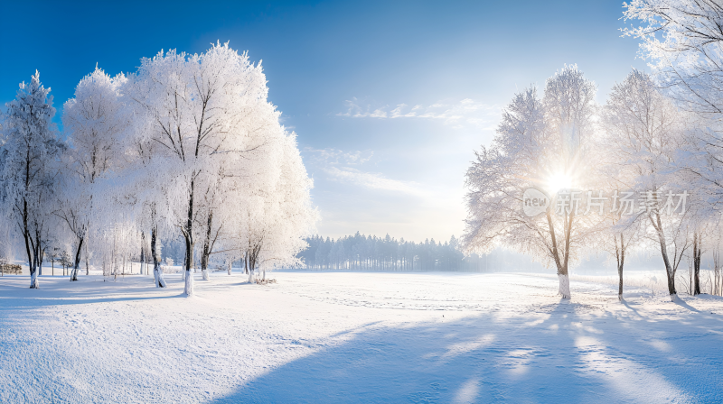 冬天吉林雪岭雪地积雪冰雪风景自然风光雪景