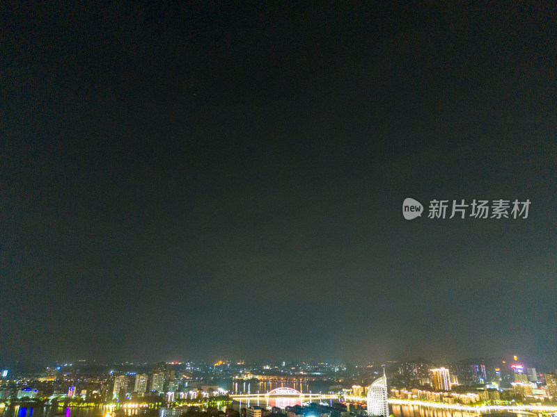 鄂州城市夜景灯光航拍图