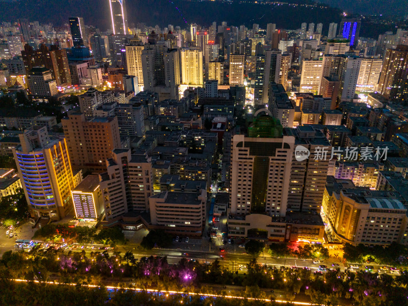 兰州城市夜景航拍图