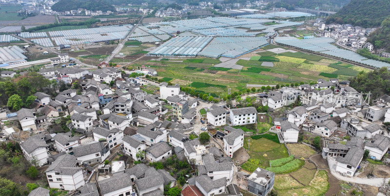 航拍农业大棚基地 农业产业乡村振兴