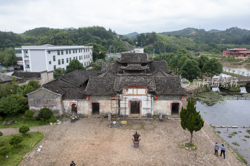 福建连城永隆廊桥景区晨曦航拍