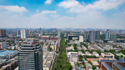 山东淄博城市风光城市大景航拍