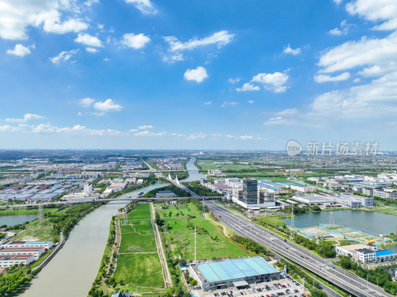 航拍昆山城市乡村建筑风光大景