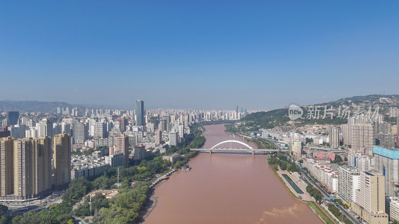 甘肃兰州大景兰州城市建设航拍摄影图