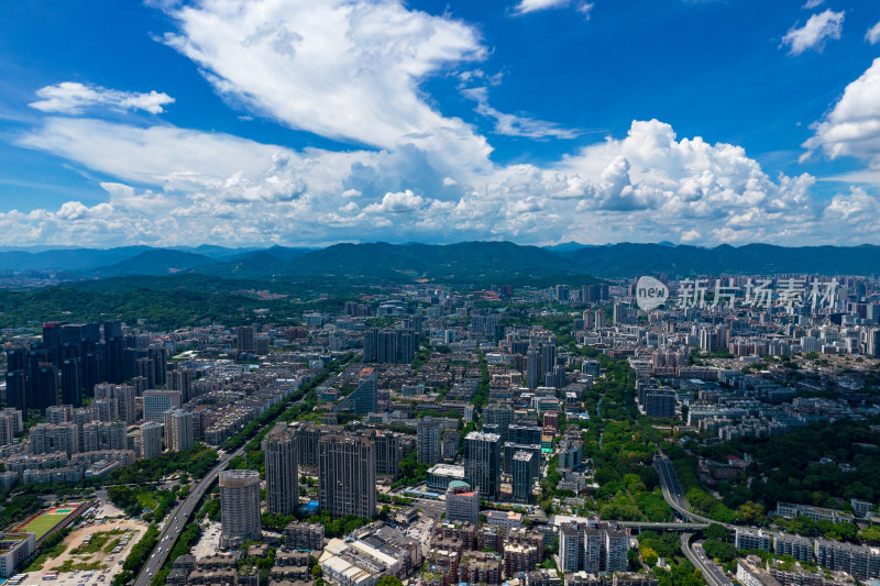 福建福州城市蓝天白云航拍摄影图