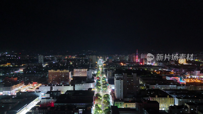 甘肃张掖夜景航拍摄影图