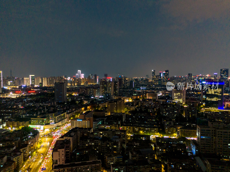 成都夜景交通航拍图