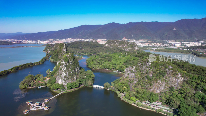 广东肇庆星湖景区七星山5A景区航拍