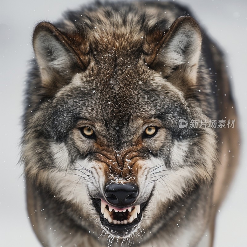 snarling wolf close - up