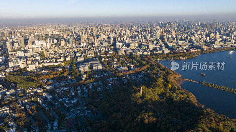 杭州西湖区城市风光航拍