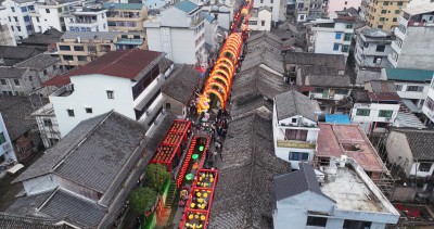 航拍黄岩宁溪非遗灯会