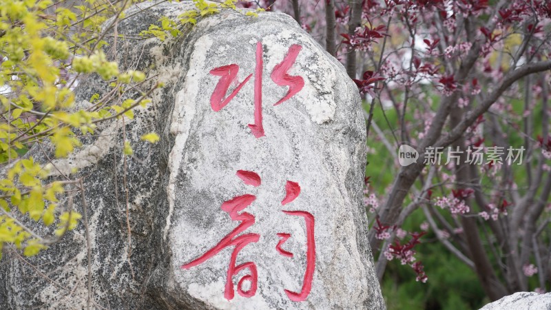 刻有“水韵”二字的景观石