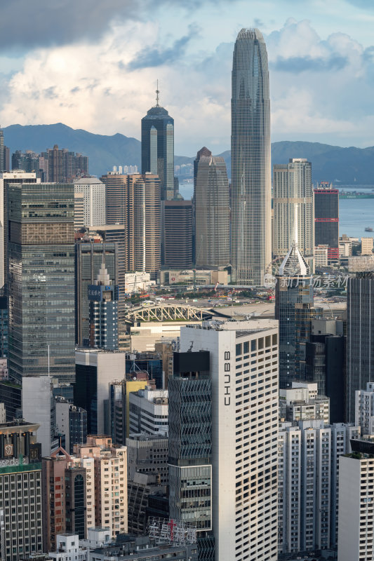 香港维多利亚港CBD中环夜景日出繁华都市