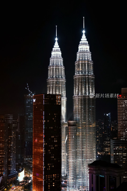 吉隆坡，双子塔/石油双塔，夜景