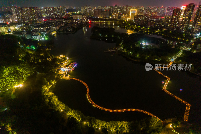 安徽蚌埠新城区城市夜景航拍图