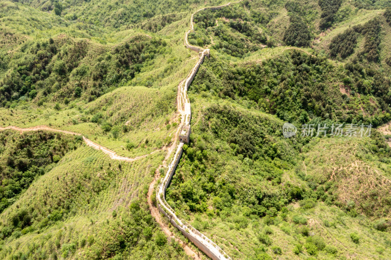 航拍北京蟠龙山长城