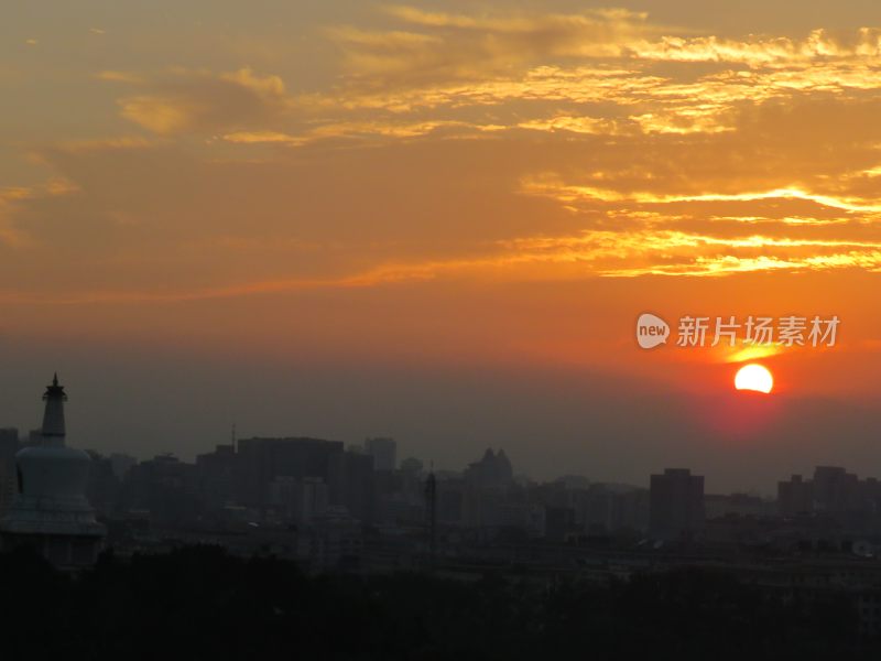 北京景山公园日落风景
