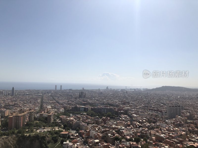 俯瞰欧洲西班牙加泰罗尼亚巴塞罗那城市
