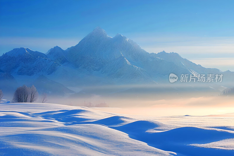 雪山风景冬天天空户外