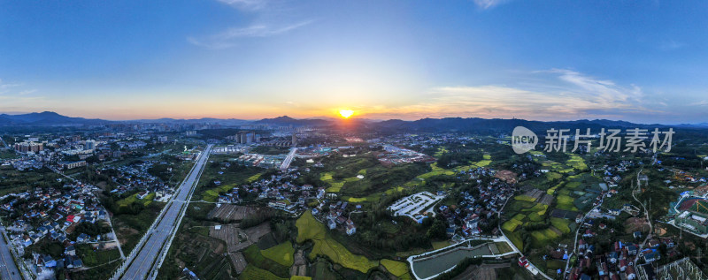 山川丘陵美丽乡村航拍全景图