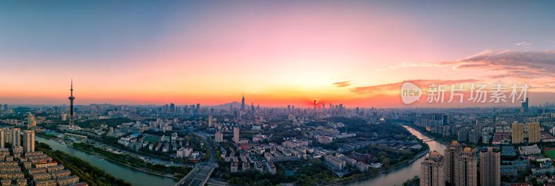 南京城市天际线日出全景