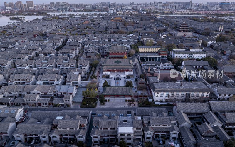 山东省聊城市东昌府区聊城古城航拍