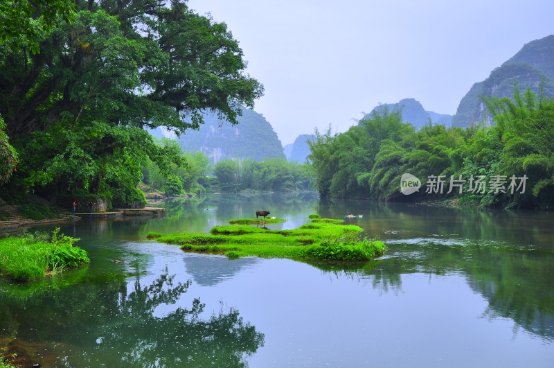 河池盘阳河山青冰秀倒影迷人小桥流水好风光