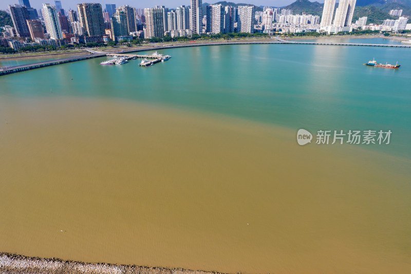 广东珠海海边城市风光航拍摄影图